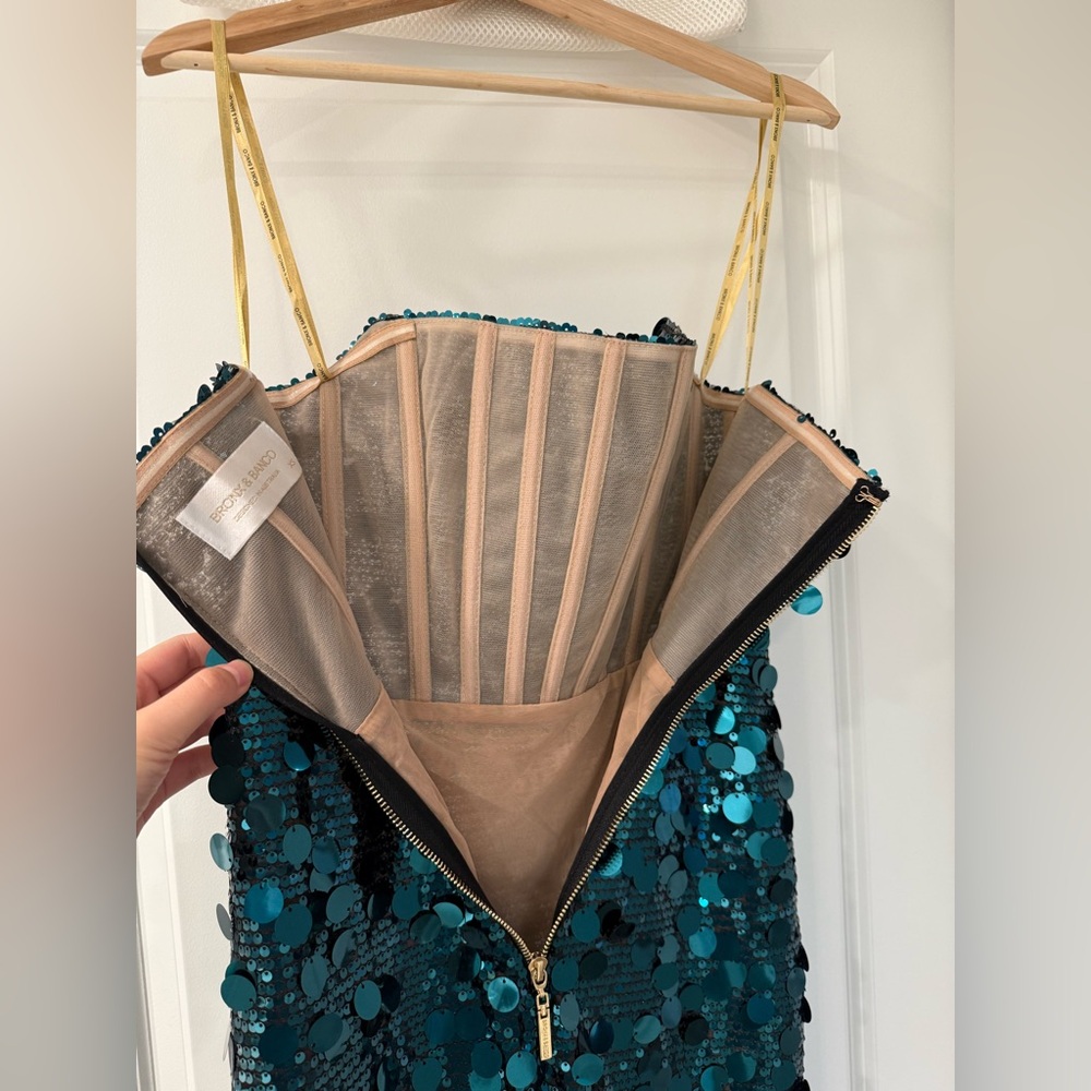 Bronx and Banco Emerald Sequin Strapless Maxi Dress - Picture 11 of 15